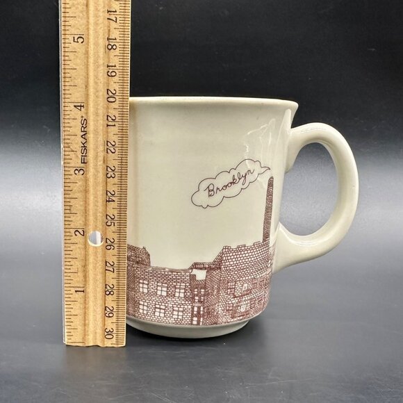 Brooklyn Skyline Ceramic Coffee Mug Jordan Awan Fishs Eddy Cup Beige Brown - Picture 10 of 10